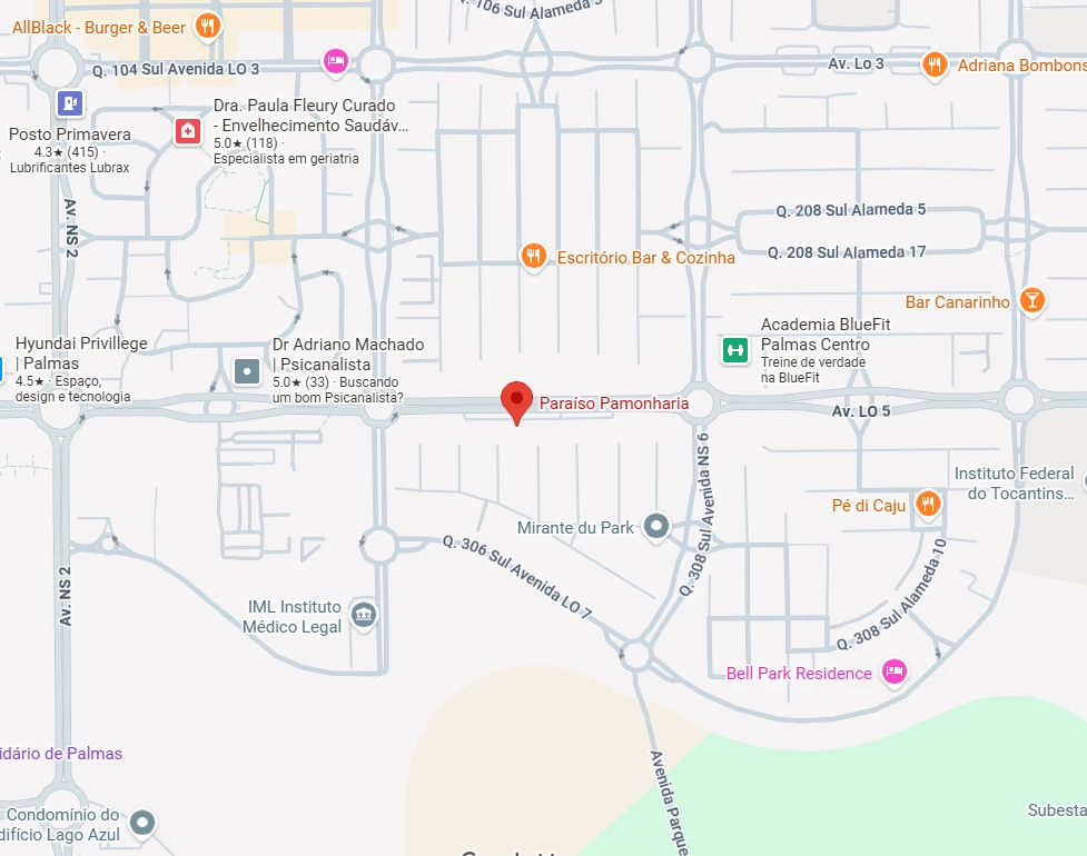 Mapa com a localização da Paraíso Pamonharia